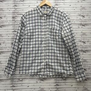 Marine Layer Shirt Women's Medium White Windowpane Lightweight Blouse USA READ